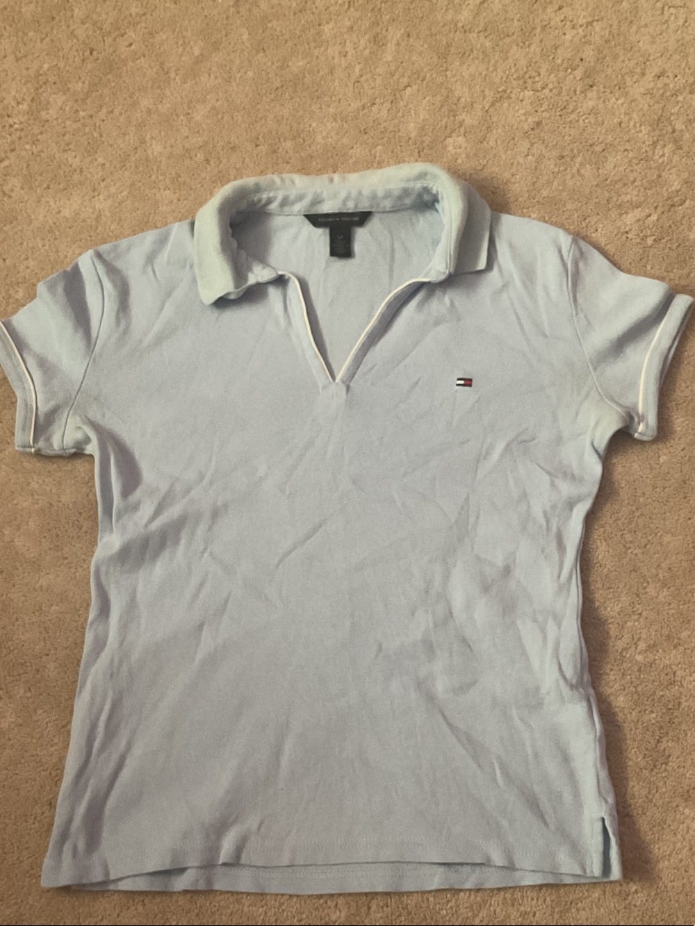 Tommy Hilfiger Pale Blue Short-Sleeve Polo Top